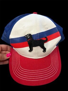 The Black Dog Red, White & Blue Trucker Cap, EUC